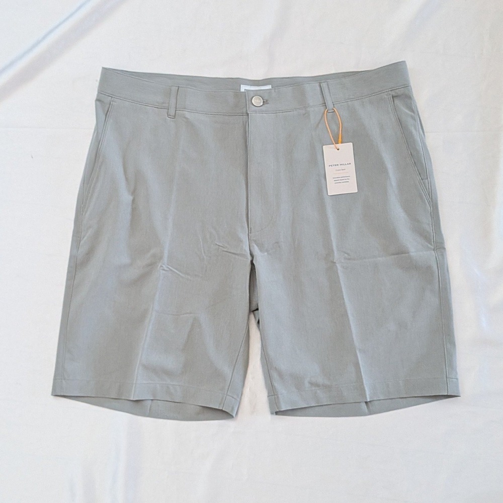 New Peter Millar Men's Shackleford Performance Hybrid Shorts Gray Size 36